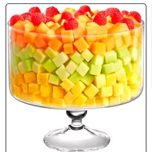 Monaco Clear Glass Trifle Bowl For Layered Dessert or Centerpiece Decor.